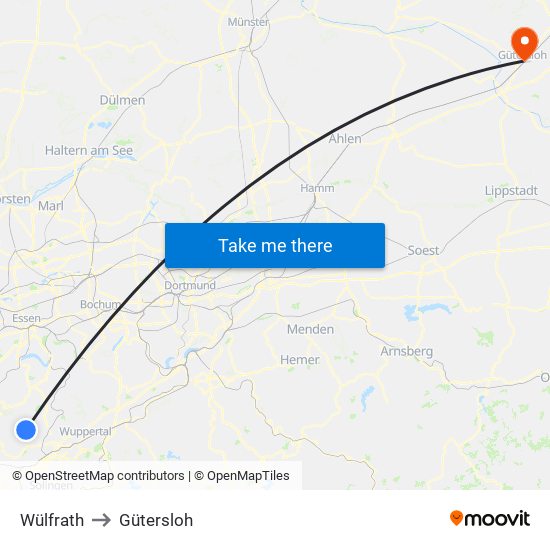 Wülfrath to Gütersloh map