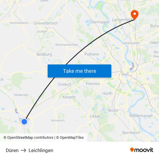 Düren to Leichlingen map