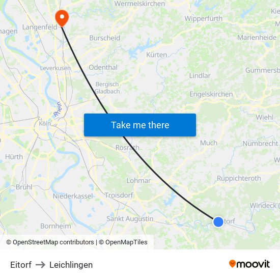 Eitorf to Leichlingen map