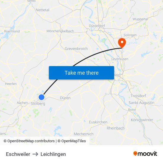 Eschweiler to Leichlingen map