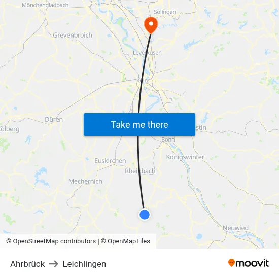 Ahrbrück to Leichlingen map