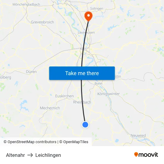 Altenahr to Leichlingen map