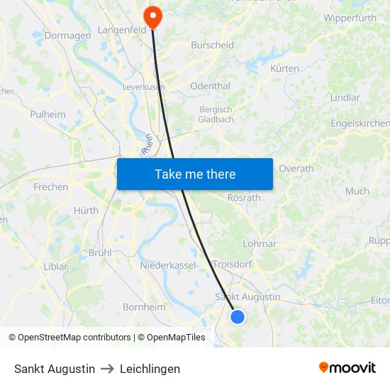 Sankt Augustin to Leichlingen map