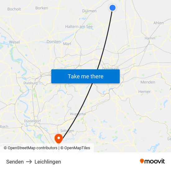 Senden to Leichlingen map