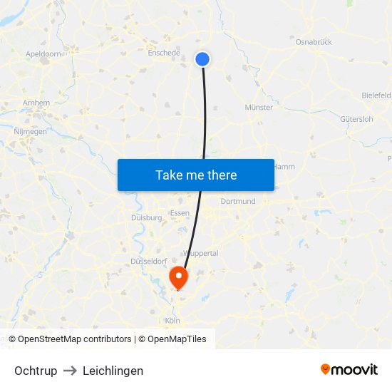 Ochtrup to Leichlingen map