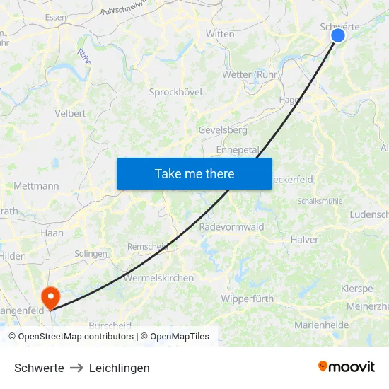 Schwerte to Leichlingen map