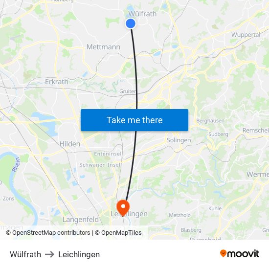 Wülfrath to Leichlingen map