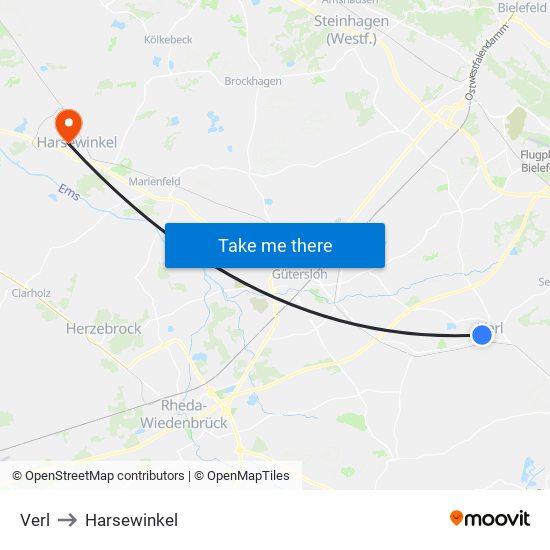 Verl to Harsewinkel map