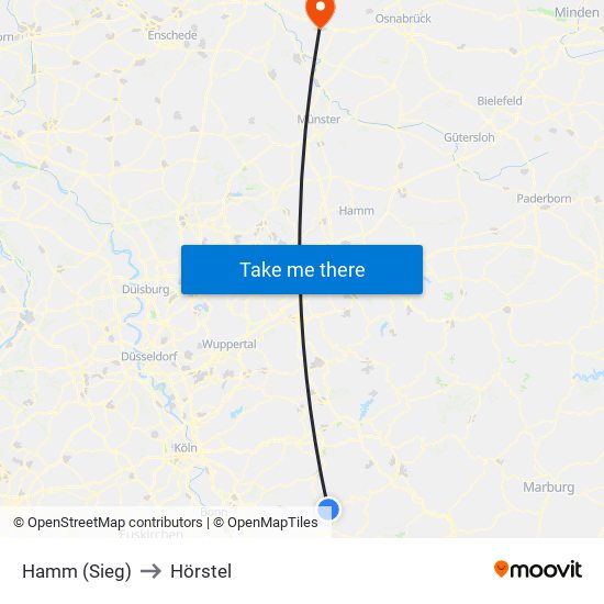 Hamm (Sieg) to Hörstel map