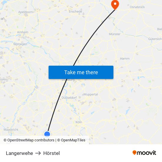 Langerwehe to Hörstel map