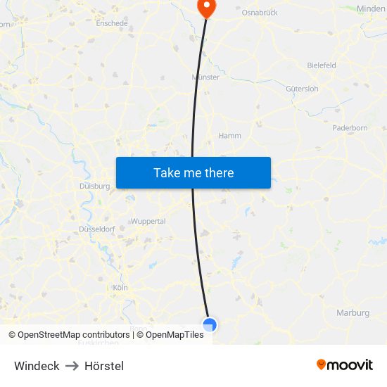 Windeck to Hörstel map