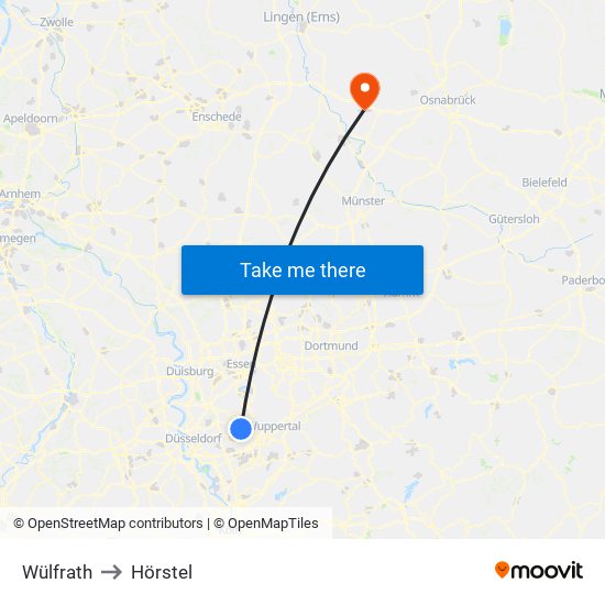 Wülfrath to Hörstel map