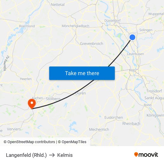 Langenfeld (Rhld.) to Kelmis map