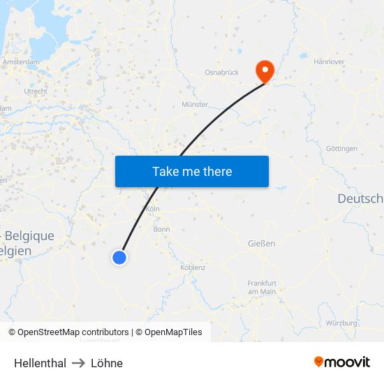 Hellenthal to Löhne map