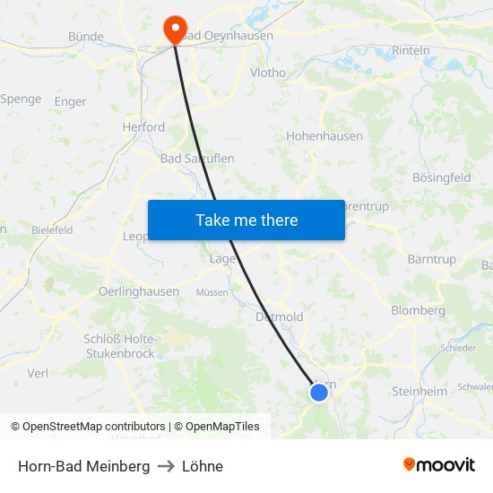 Horn-Bad Meinberg to Löhne map