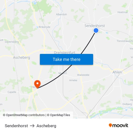 Sendenhorst to Ascheberg map