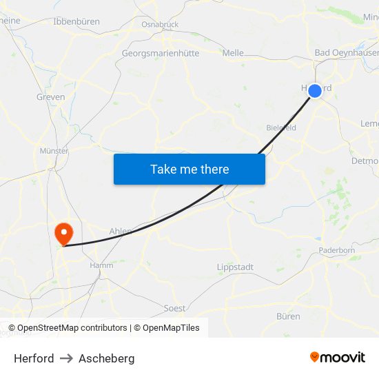 Herford to Ascheberg map