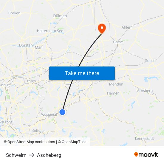 Schwelm to Ascheberg map