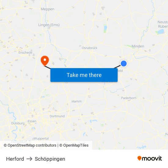 Herford to Schöppingen map