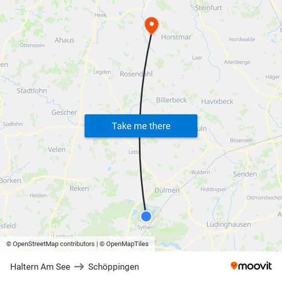 Haltern Am See to Schöppingen map