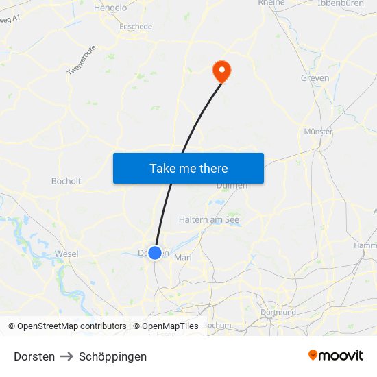 Dorsten to Schöppingen map