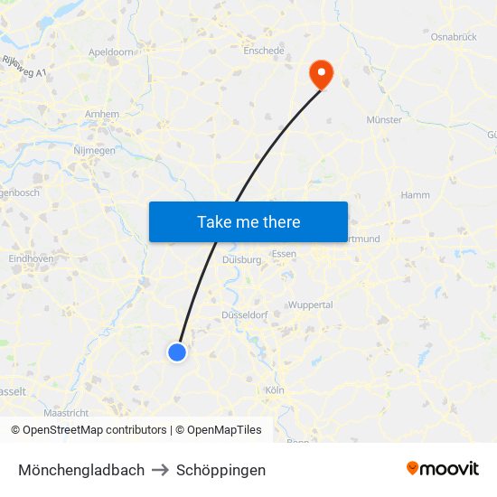 Mönchengladbach to Schöppingen map