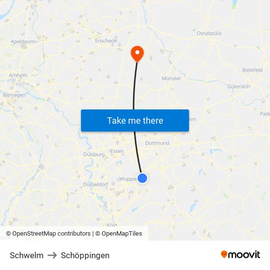 Schwelm to Schöppingen map