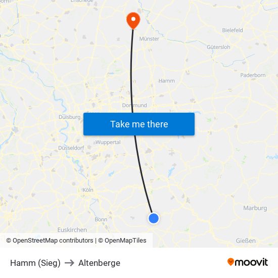 Hamm (Sieg) to Altenberge map