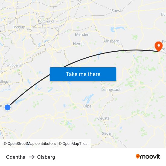 Odenthal to Olsberg map