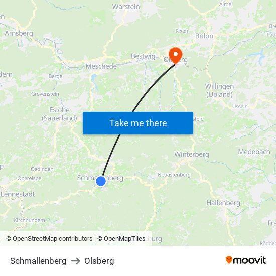 Schmallenberg to Olsberg map