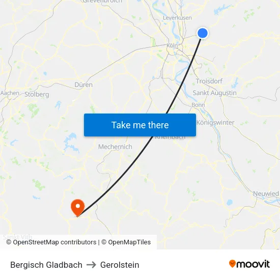 Bergisch Gladbach to Gerolstein map