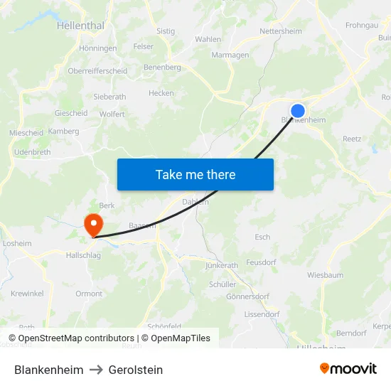 Blankenheim to Gerolstein map