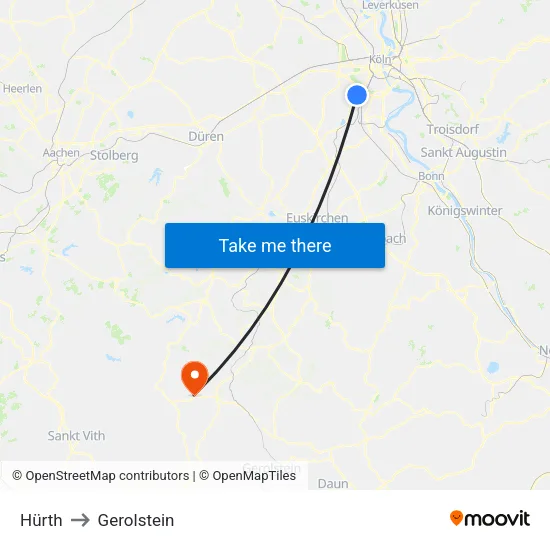 Hürth to Gerolstein map