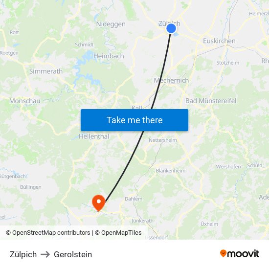 Zülpich to Gerolstein map