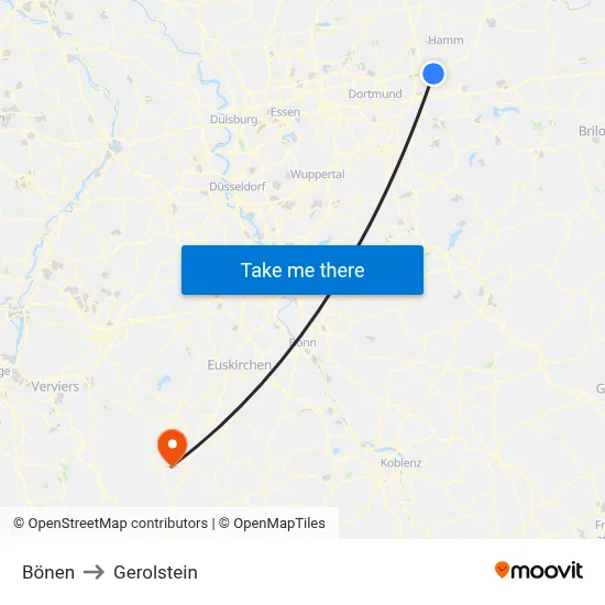 Bönen to Gerolstein map