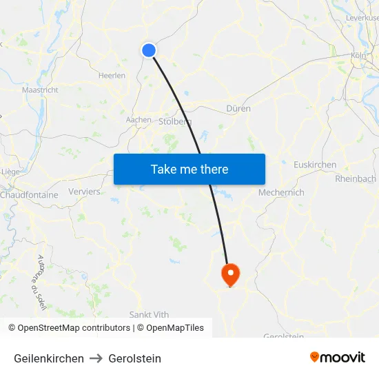 Geilenkirchen to Gerolstein map
