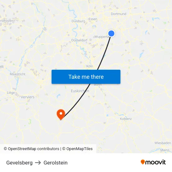 Gevelsberg to Gerolstein map