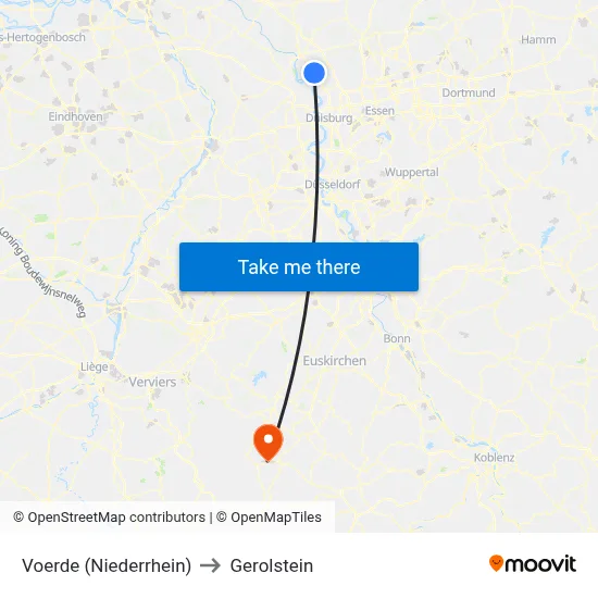 Voerde (Niederrhein) to Gerolstein map