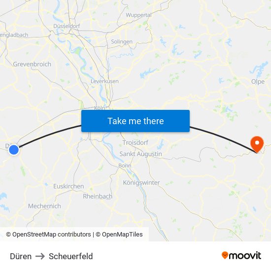 Düren to Scheuerfeld map