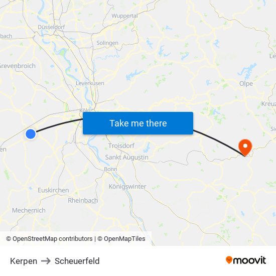 Kerpen to Scheuerfeld map