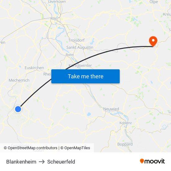 Blankenheim to Scheuerfeld map