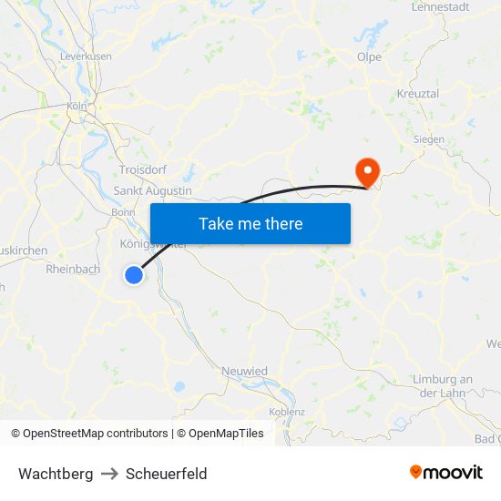 Wachtberg to Scheuerfeld map