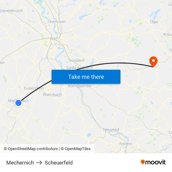 Mechernich to Scheuerfeld map