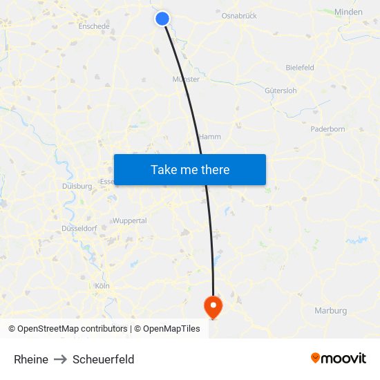 Rheine to Scheuerfeld map