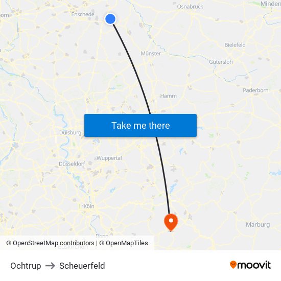 Ochtrup to Scheuerfeld map