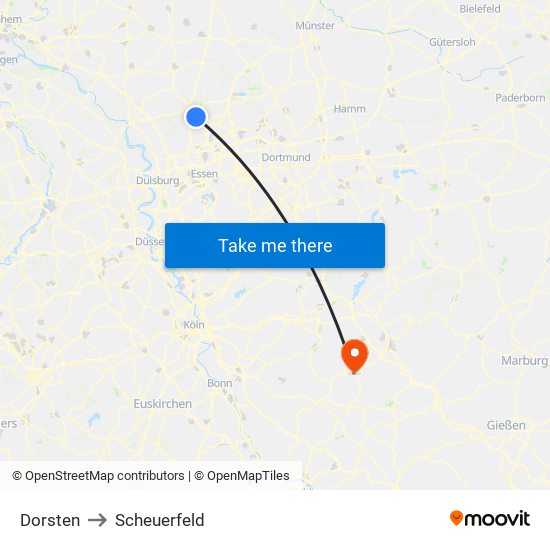 Dorsten to Scheuerfeld map