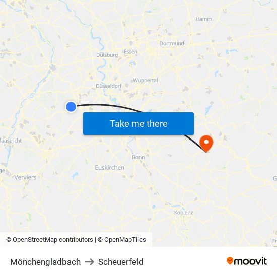 Mönchengladbach to Scheuerfeld map