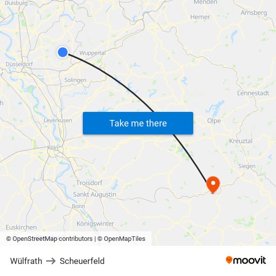 Wülfrath to Scheuerfeld map