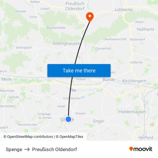 Spenge to Preußisch Oldendorf map