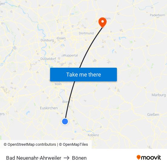 Bad Neuenahr-Ahrweiler to Bönen map